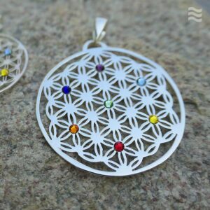 Anhänger Blume des Lebens 925 Chakra Kreis Swarovski Kristalle