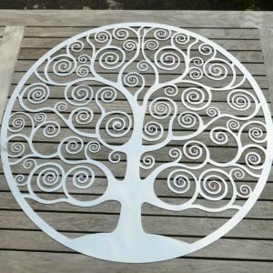 Wandscheibe Lebensbaum mit Swarovski Aurore Boreale Totalansicht 86cm