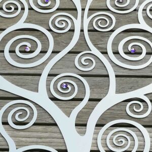 Auschnitt aus Wandscheibe Lebensbaum Wandscheibe Lebensbaum Edelstahl mit Swarovski Aurore Boreale